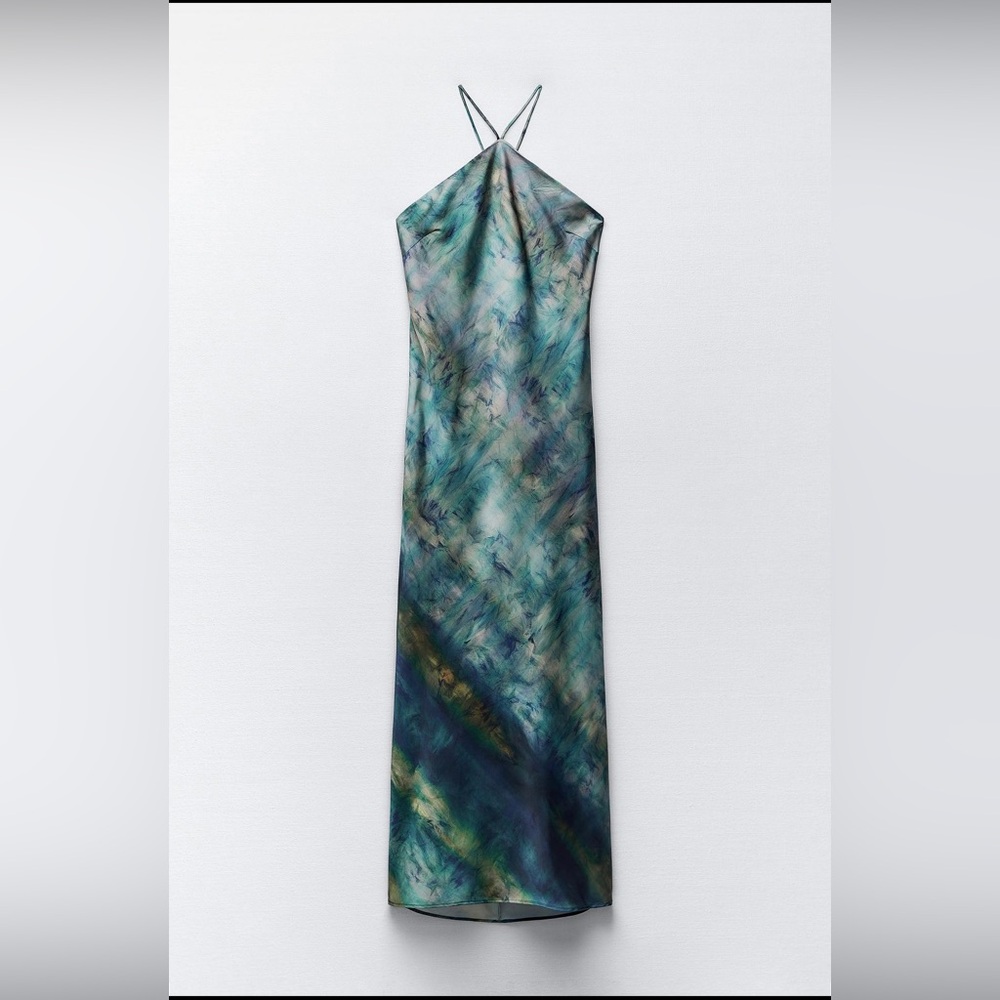 Zara silk halter neck maxi dress